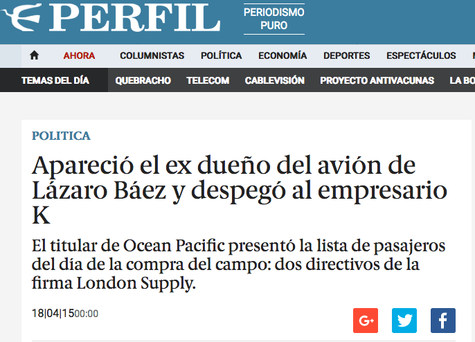 Apareció el ex dueño del avión de Lázaro Báez y despegó al empresario K Perfil