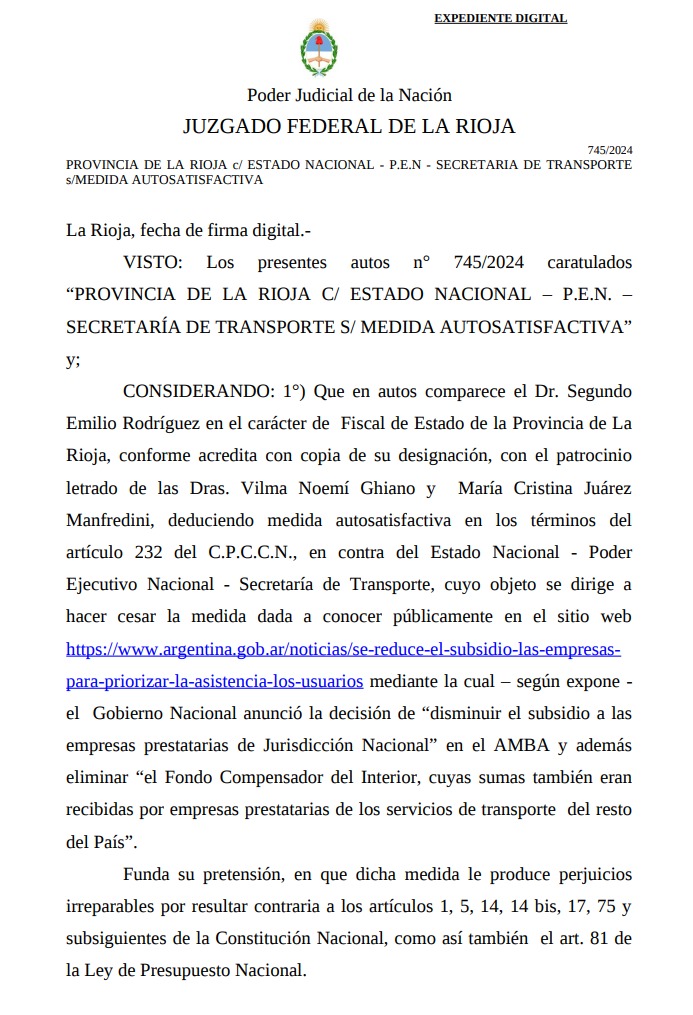 La Justicia Federal de La Rioja se declaró incompetente en la causa por ...