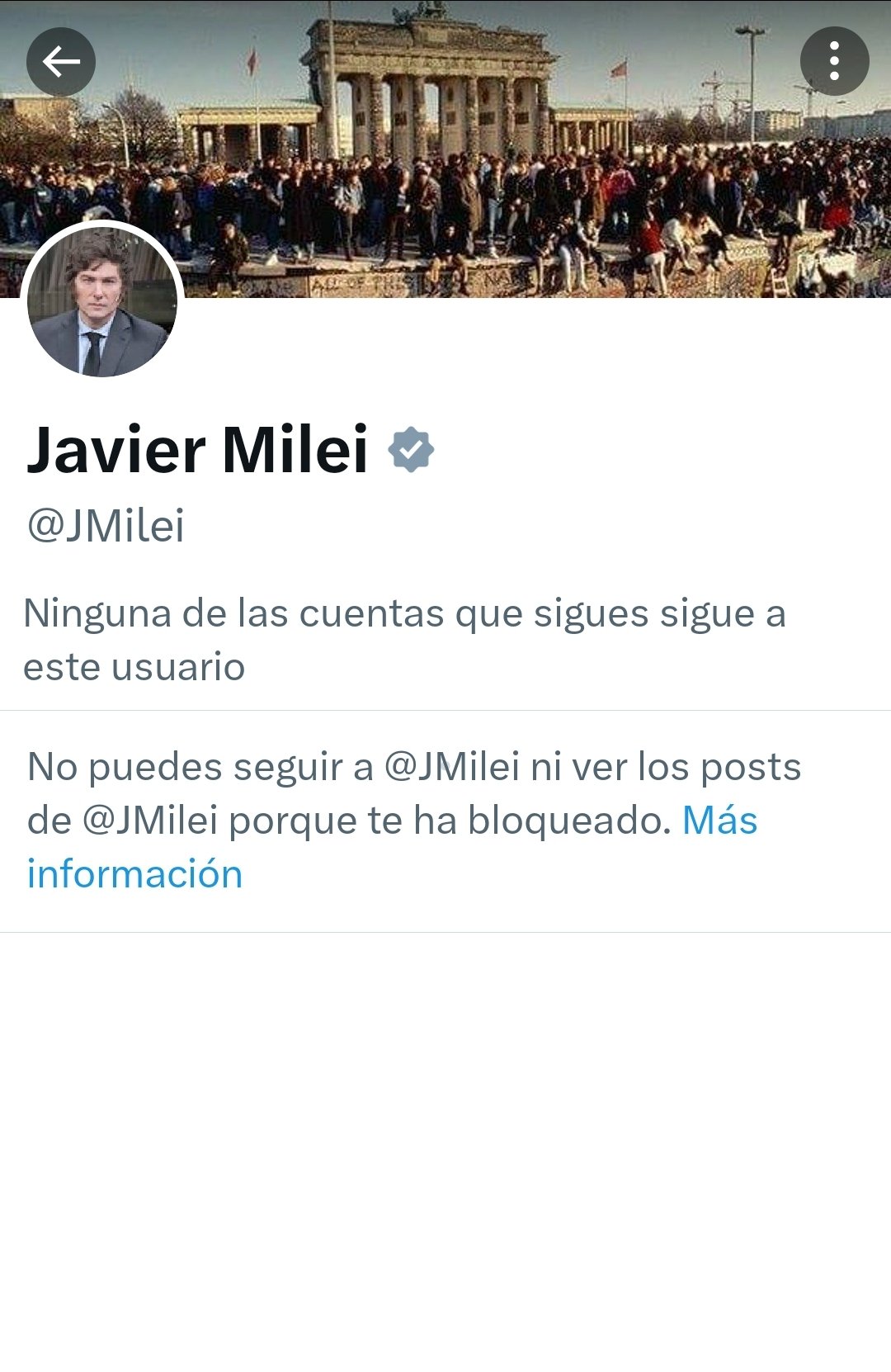 La cuenta Ricardo Quintela Presidente bloqueado en Twitter por el presidente Javier Milei