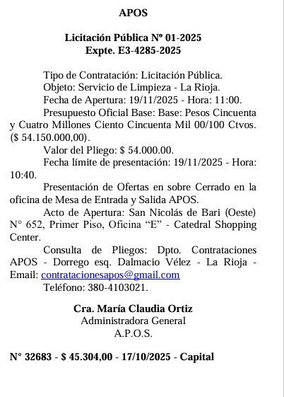 Imagen de la nota sobre la licitación de APOS de 2025