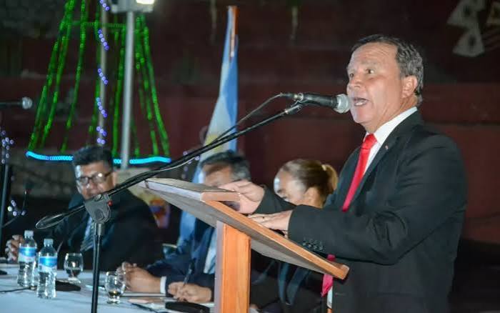 Rodrigo Brizuela y Doria, intendente de Chilecito, durante un discurso