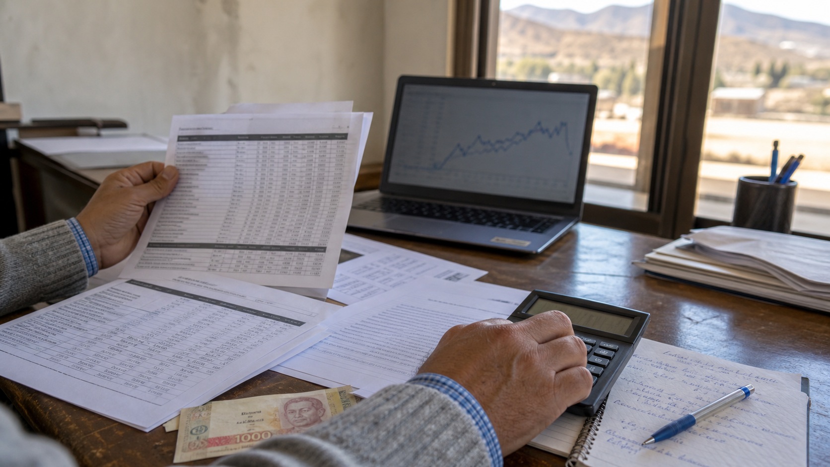 Empleado público de La Rioja revisa escalas salariales y cotizaciones del dólar