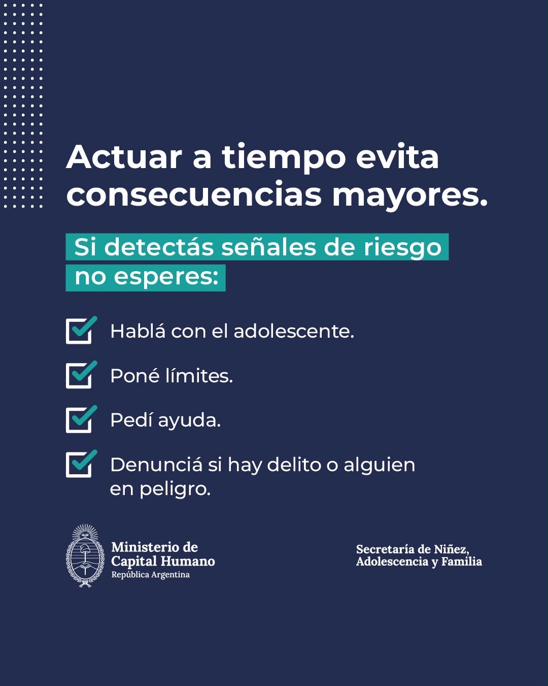 Capital Humano recomienda detectar señales de riesgo y pedir ayuda a tiempo.